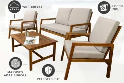 Outdoor Garten-Sitzgruppe BALI 110cm natur honey finish Akazie Massivholz wetterfest