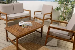 Outdoor Garten-Sitzgruppe BALI 110cm natur honey finish Akazie Massivholz wetterfest