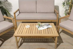 Outdoor Garten-Sitzgruppe BALI 110cm natur beige Akazie Massivholz wetterfest
