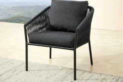 Outdoor Garten-Sitzgruppe AIRE ROPE anthrazit wetterfest inkl. Tisch und Kissen