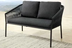 Outdoor Garten-Sitzgruppe AIRE ROPE anthrazit wetterfest inkl. Tisch und Kissen