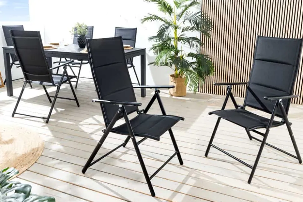 Outdoor Gartenstuhl COMFORT LINE anthrazit zusammenklappbar wetterfest Hochlehner