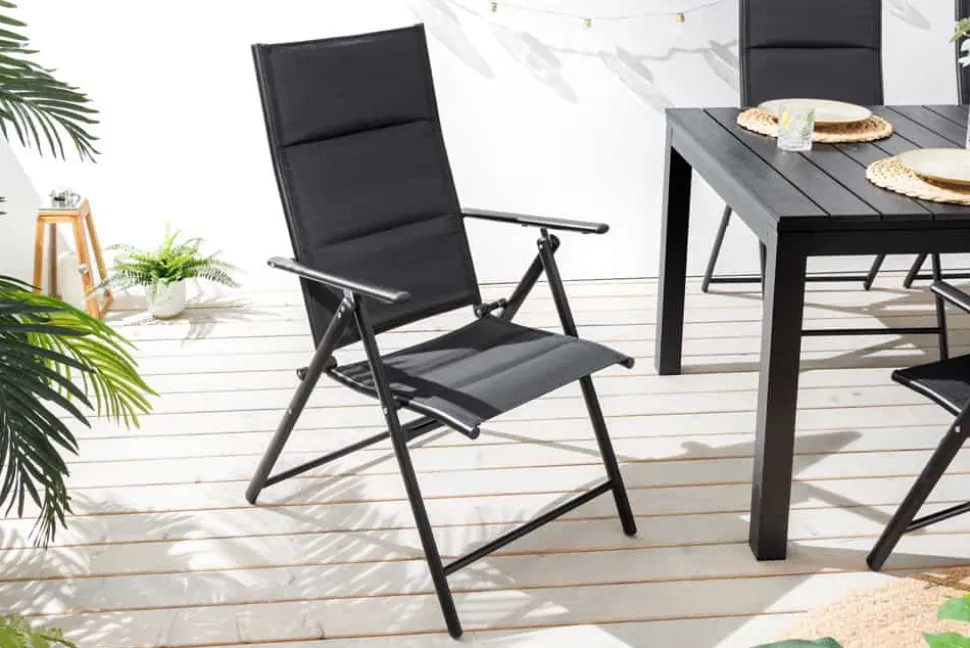 Outdoor Gartenstuhl COMFORT LINE anthrazit zusammenklappbar wetterfest Hochlehner