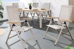 Outdoor Gartenstuhl DESIGNO taupe Aluminium klappbar wetterfest Hochlehner