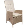 Outdoor Gartenstuhl SYLT natur beige Polyrattan Hochlehner mit Armlehne verstellbar wetterfest