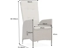 Outdoor Gartenstuhl SYLT natur beige Polyrattan Hochlehner mit Armlehne verstellbar wetterfest