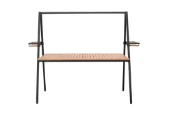 Outdoor Gartentisch RIO 190cm anthrazit Aluminium Massivholz mit Dekostange wetterfest