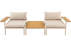 Outdoor Lounge Sitzgruppe MOBILE MODULAR 240cm champagner greige inkl. Kissen