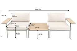 Outdoor Lounge Sitzgruppe MOBILE MODULAR 240cm anthrazit greige inkl. Kissen