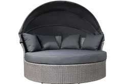 Outdoor Sonneninsel PLAYA LIVING 165cm grau Polyrattan Aluminium inkl. Kissen wetterfest