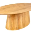 Ovaler Esstisch ART DECO 220cm beige massives Mangoholz cream finish mit Säulenfuß