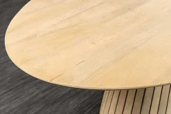 Ovaler Esstisch ART DECO 220cm weiß gekälkt massives Mangoholz mit Säulenfuß