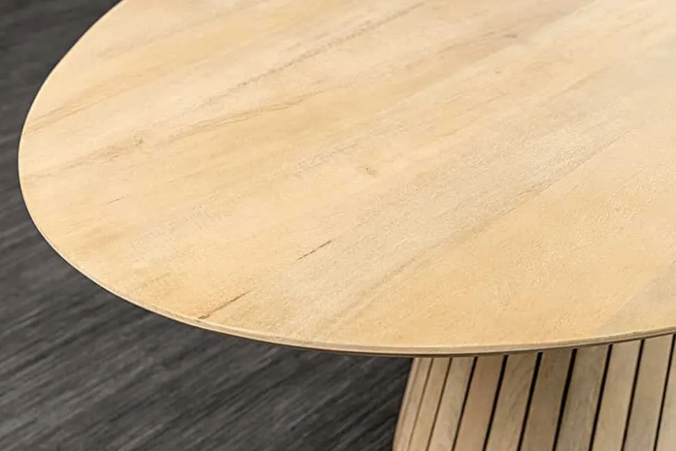 Ovaler Esstisch ART DECO 220cm weiß gekälkt massives Mangoholz mit Säulenfuß