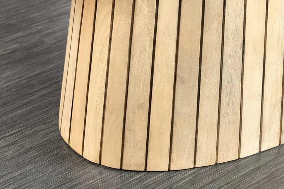 Ovaler Esstisch ART DECO 220cm weiß gekälkt massives Mangoholz mit Säulenfuß