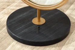 Ovaler Standspiegel PORTRAIT 175cm gold Eisen schwarzer Marmorfuß handmade