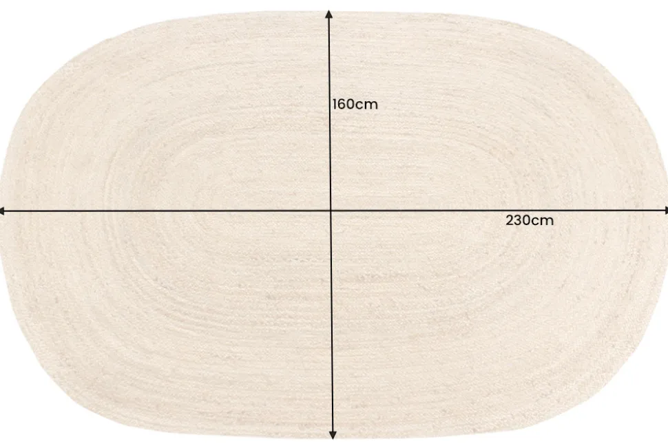 Ovaler Teppich PURE NATURE 230x160cm Jute handgewebt Flachgewebe