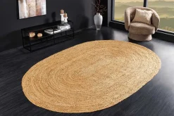 Ovaler Teppich PURE NATURE 230x160cm Jute handgewebt Flachgewebe