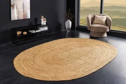 Ovaler Teppich PURE NATURE 230x160cm Jute handgewebt Flachgewebe