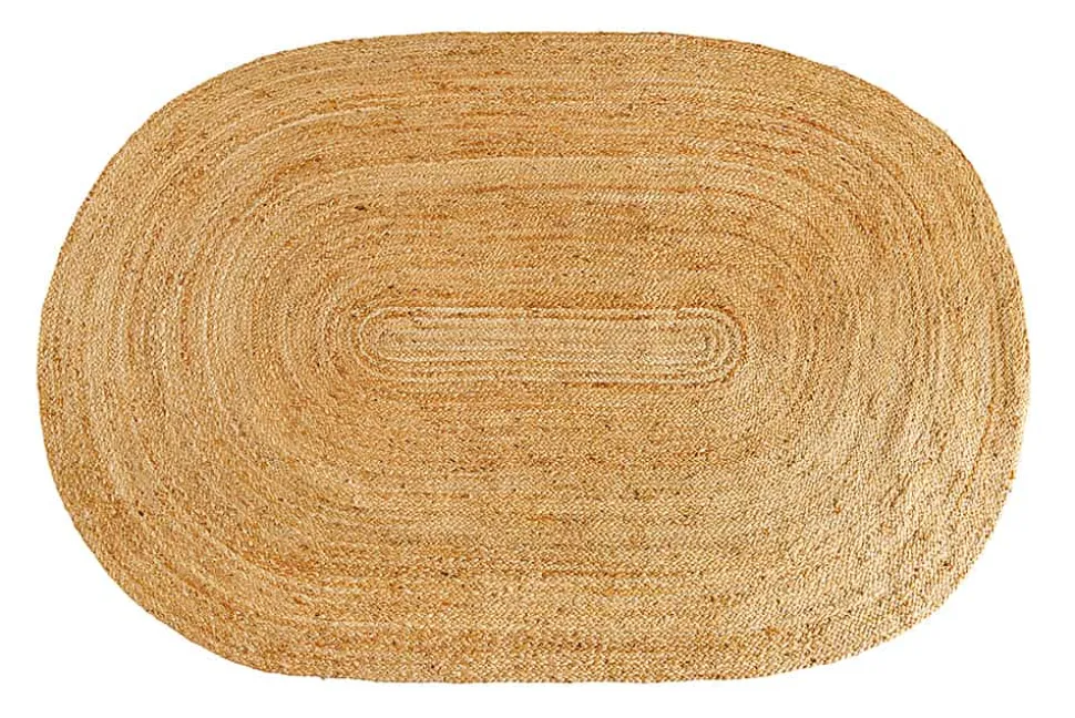 Ovaler Teppich PURE NATURE 230x160cm Jute handgewebt Flachgewebe