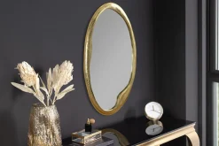 Ovaler Wandspiegel ABSTRACT 70cm gold Metall handmade