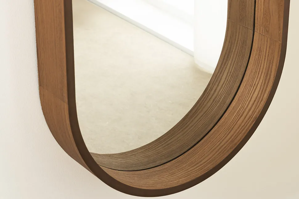 Ovaler Wandspiegel PORTRAIT 165cm braun in Walnussholz-Design