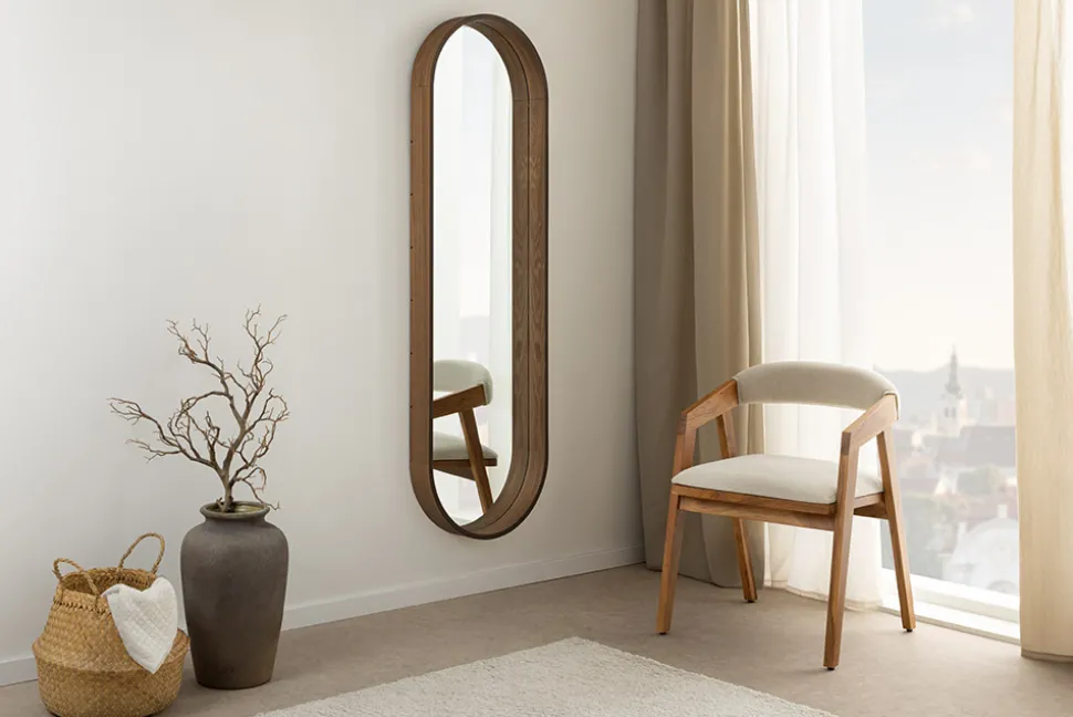 Ovaler Wandspiegel PORTRAIT 165cm braun in Walnussholz-Design