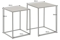 Quadratisches 2er Set Beistelltische MOUNTAIN SOUL 60cm schwarz Naturstein Metall