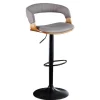 Retro Barhocker MANHATTAN grau Strukturstoff Eschenholz drehbar höhenverstellbar