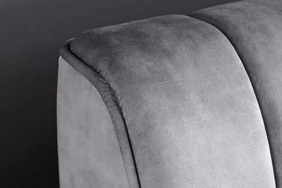 Retro Bett AMSTERDAM 180x200cm grau Samt schwarz Metall Polsterbett
