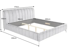 Retro Bett AMSTERDAM 160x200cm grau Samt schwarz Metall Polsterbett