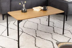 Retro Couchtisch DESIGNO 90cm Eiche Holz-Design schwarz Metallgestell