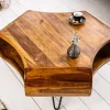 Retro Couchtisch ORGANIC LIVING 90cm braun Sheesham Massivholz stone finish Stauraum