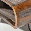 Retro Couchtisch ORGANIC LIVING 80cm grau smoke finish Sheesham Palisander Massivholz Hairpin Legs