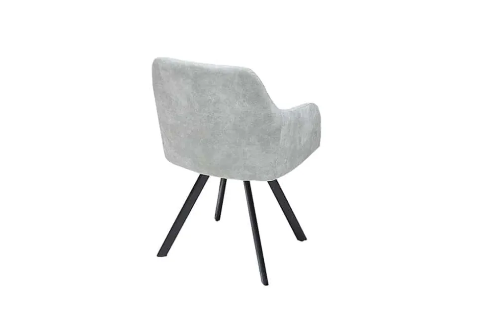 Retro Design Stuhl LUCCA stone grau Microfaser mit Armlehne Steppung gepolstert