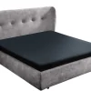 Retro Doppelbett FLORENZ 180x200cm grau Samt Kingsize Polsterbett