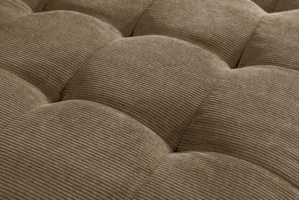Retro Ecksofa STOCKHOLM 220cm taupe Cord Federkern 3-Sitzer