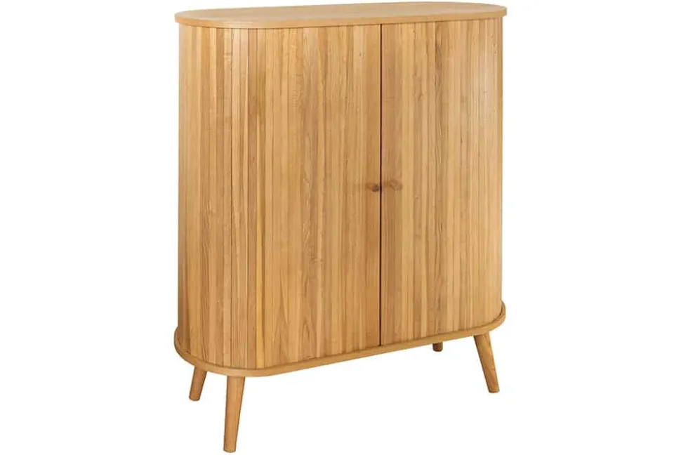 Retro Highboard VALHALLA WOOD 120cm natur Eichenholz Schiebetüren