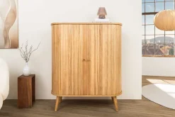 Retro Highboard VALHALLA WOOD 120cm natur Eichenholz Schiebetüren