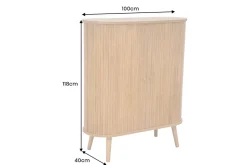 Retro Highboard VALHALLA WOOD 120cm natur Eichenholz Schiebetüren