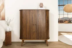 Retro Highboard VALHALLA WOOD 120cm smoke Eichenholz Schiebetüren