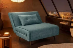 Retro Schlafsessel SMART MULTIFUNCTION 100cm petrol Vogue Velours Samt Bettfunktion