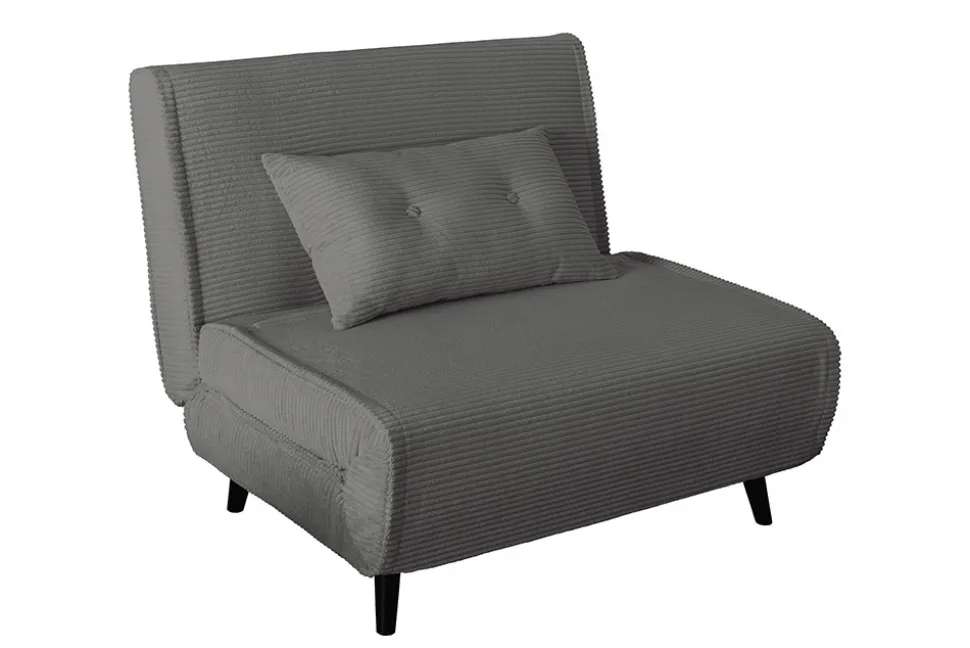 Retro Schlafsessel SMART MULTIFUNCTION 100cm grau Cord Bettfunktion inkl. Kissen
