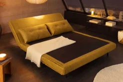 Retro Schlafsessel SMART MULTIFUNCTION 140cm senfgelb Vogue Velours Samt Bettfunktion