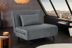 Retro Schlafsessel SMART MULTIFUNCTION 100cm grau Vogue Velours Samt Bettfunktion