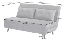 Retro Schlafsessel SMART MULTIFUNCTION 140cm grau Vogue Velours Samt Bettfunktion