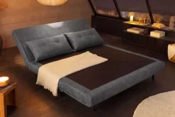 Retro Schlafsessel SMART MULTIFUNCTION 140cm grau Vogue Velours Samt Bettfunktion