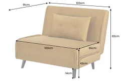Retro Schlafsessel SMART MULTIFUNCTION 100cm senfgelb Vogue Velours Samt Bettfunktion