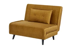 Retro Schlafsessel SMART MULTIFUNCTION 100cm senfgelb Vogue Velours Samt Bettfunktion