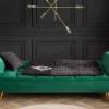 Retro Schlafsofa BOUTIQUE 215cm smaragdgrün Samt 3-Sitzer mit goldenen Füßen