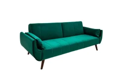 Retro Schlafsofa DIVANI 220cm smaragdgrün Samt 3-Sitzer mit Bettfunktion